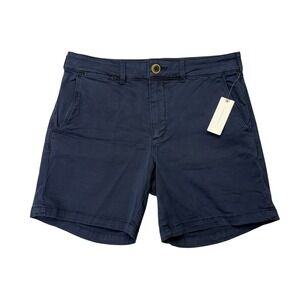 Anthropologie Womens Shorts 27 Navy Blue Chino Relaxed Short Preppy Casual